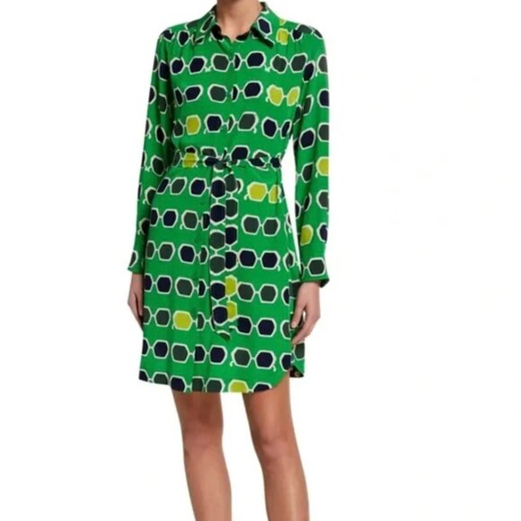 Trina Turk Dresses & Skirts - NWT Trina Turk Redondo SILK Green Geometric Shirt Dress